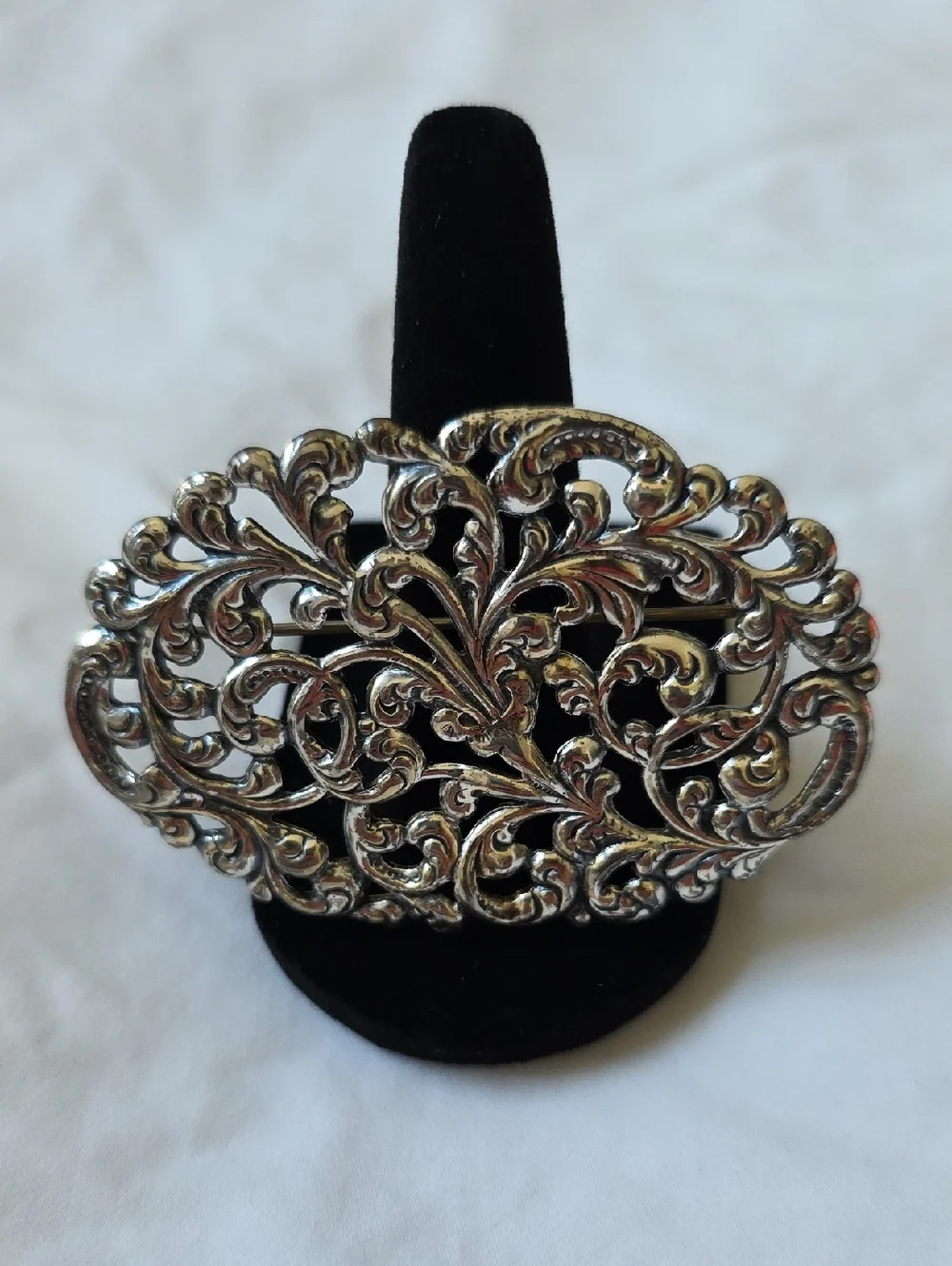 Vintage Michele Sterling Openwork Scroll Granny Brooch